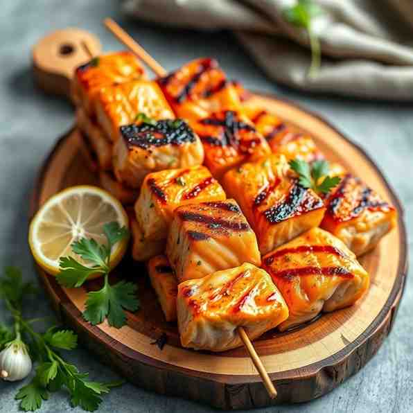 Easy Salmon Kabobs - Grilled Garlic-Lemon Skewers for Dinner